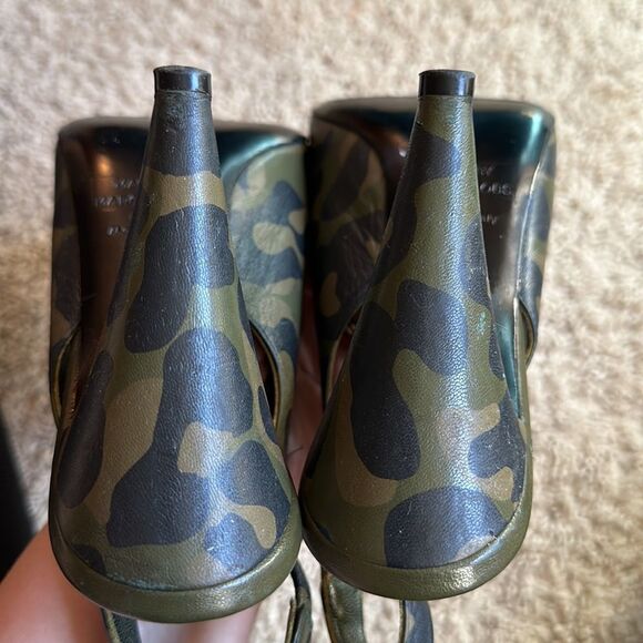 MARC JACOBS HEELS CAMO SLINGBACK PUMPS LEATHER MADE IN ITALY SIZE 39 - Picture 11 of 16